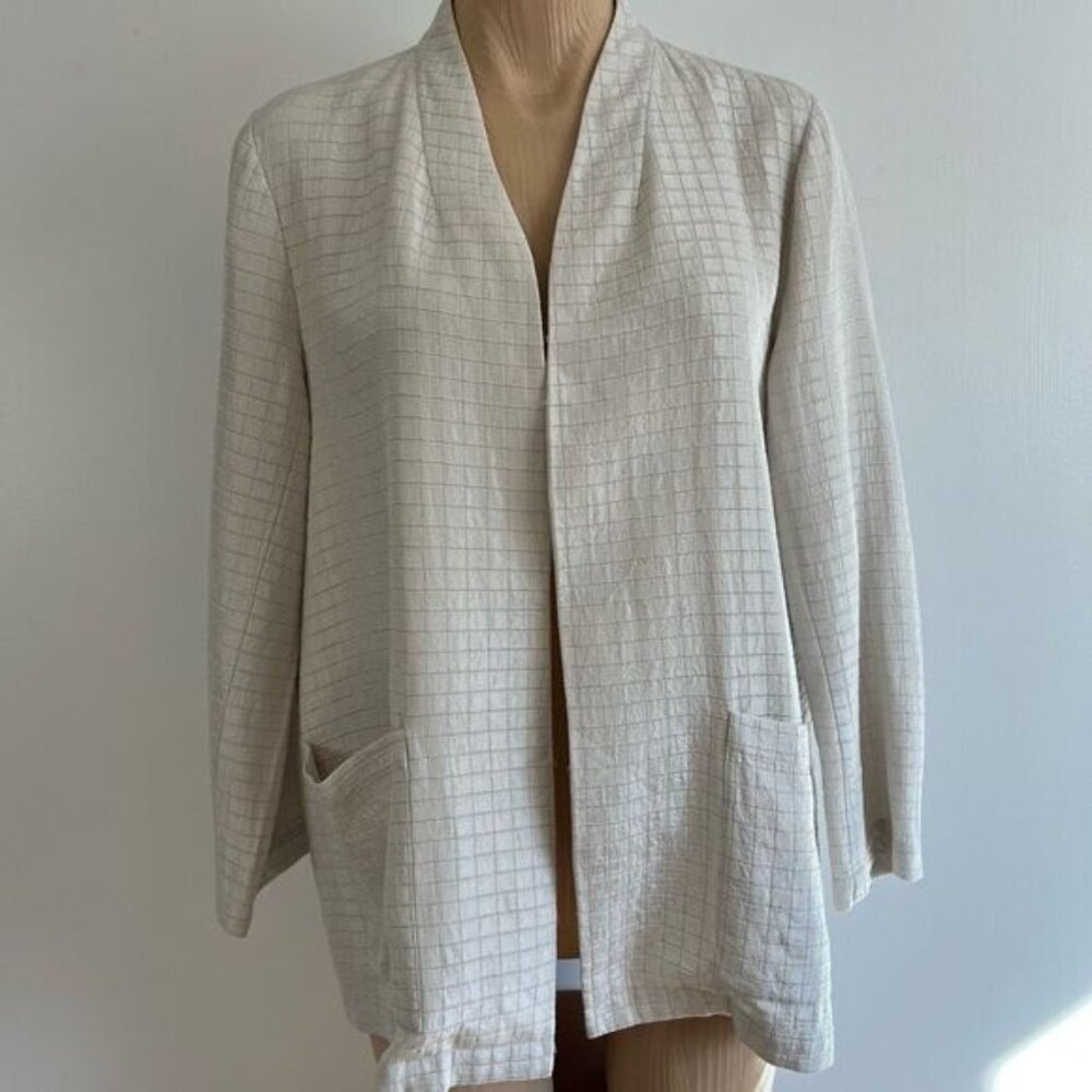 Eileen Fisher Womens Medium Silk Blend Organic Cotton Open Front Cardigan Jacket - Picture 1 of 13